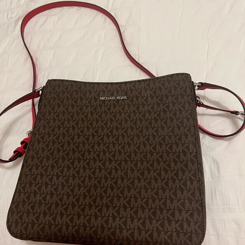 Michael Kors Brown and Red Crossbody Bag